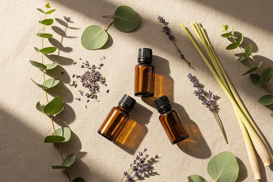 Kết hợp tinh dầu khuynh diệp với sả chanh và oải hương để tạo combo thư giãn hiệu quả