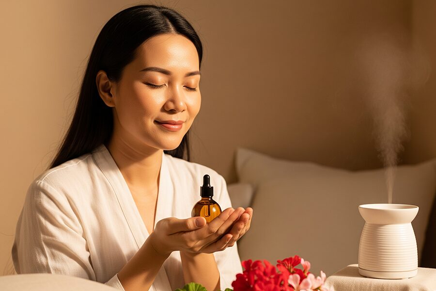 Công dụng tinh dầu phong lữ giúp cân bằng cảm xúc và dưỡng da nhẹ dịu