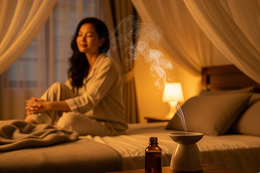 Phòng ngủ nhẹ nhàng với tinh dầu cam ngọt lan tỏa