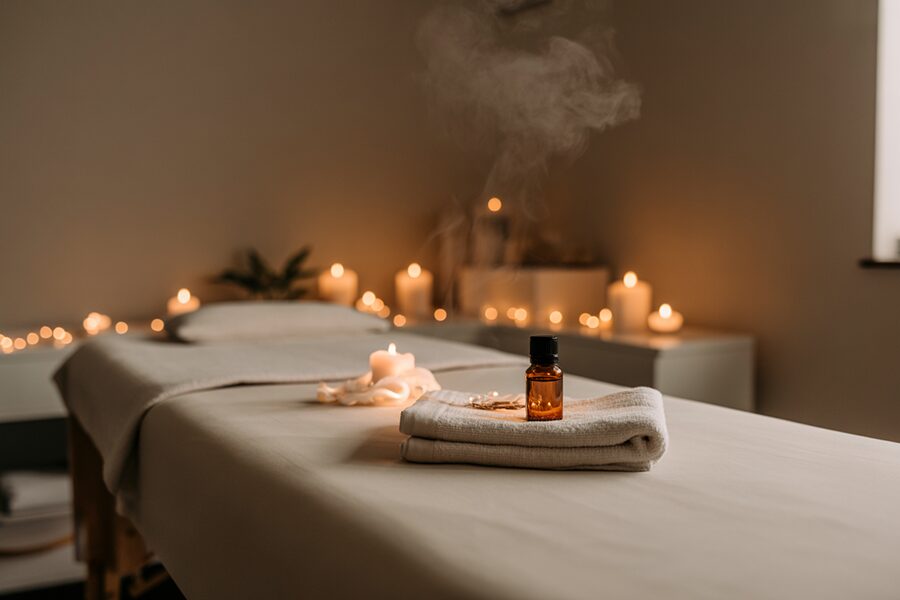 Tạo không gian thư giãn khi massage bằng tinh dầu