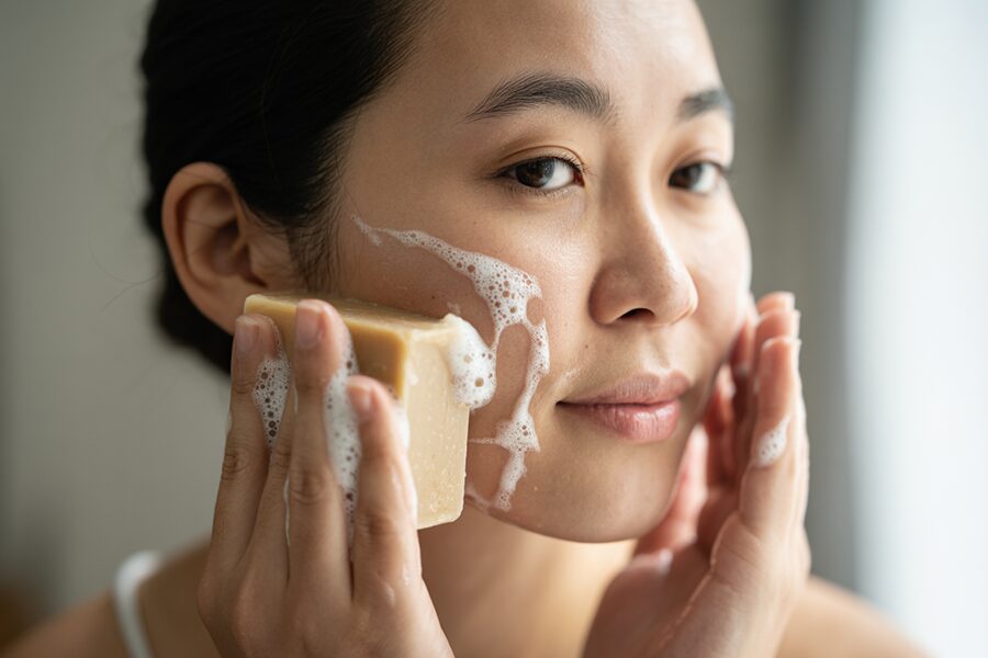 Rửa mặt bằng xà phòng tự nhiên