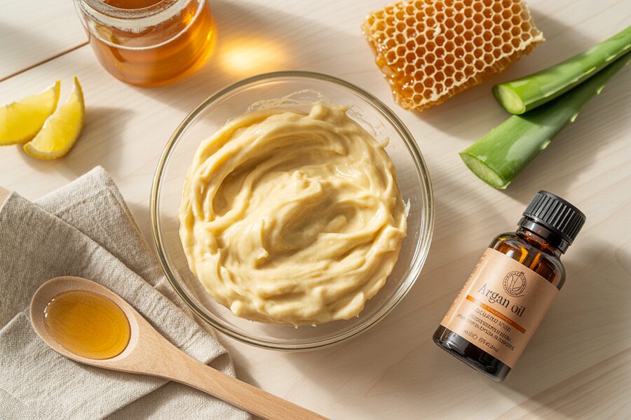 Mặt nạ tóc thiên nhiên từ dầu argan, mật ong và tinh dầu bưởi