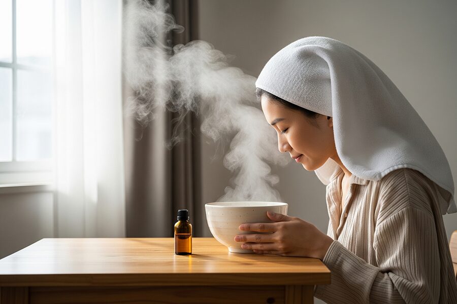 Xông tinh dầu giảm ho giúp cổ họng thông thoáng dễ chịu