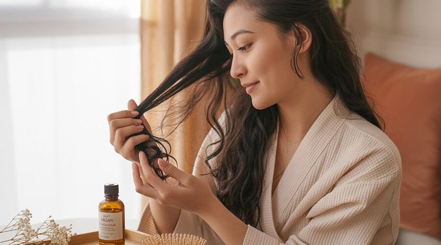 Ủ tóc bằng dầu argan giúp phục hồi tóc khô xơ và hư tổn
