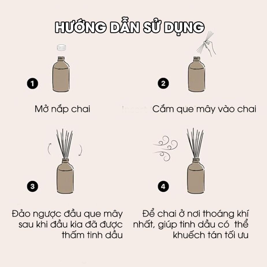 Lọ tinh dầu khuếch tán que mây Kobi - reed diffuser
