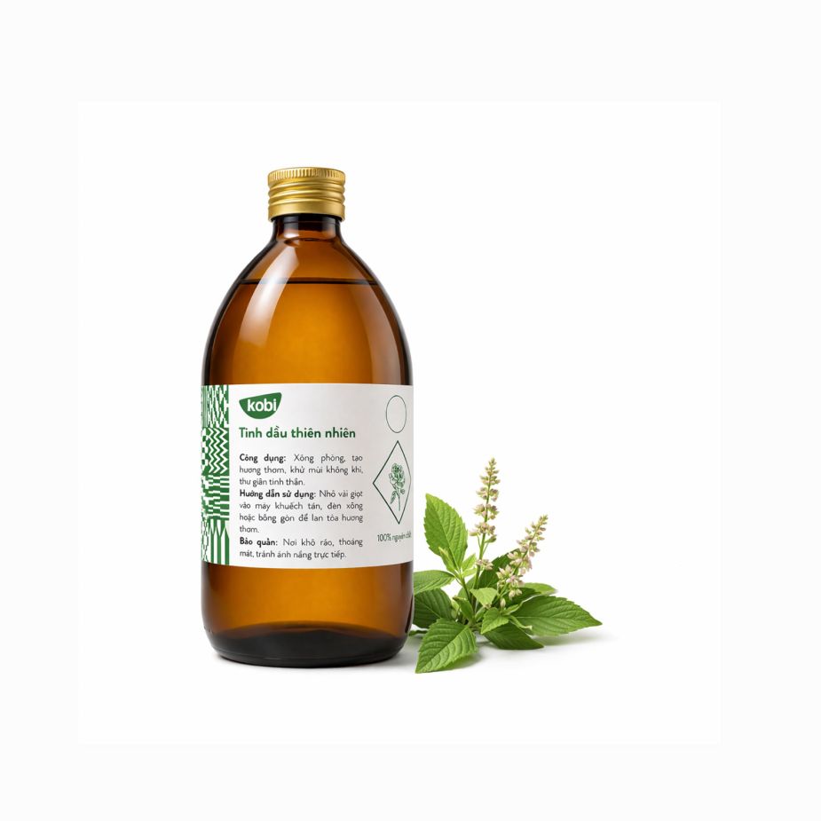 Ảnh sản phẩm tinh dầu Hương Nhu Trắng Kobi chai 500ml nguyên chất