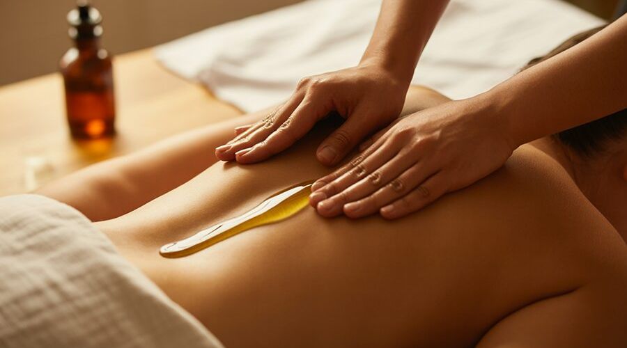 phụ nữ thư giãn với dầu massage body và toàn thân