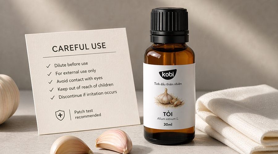 Tác dụng phụ của tinh dầu tỏi cần được lưu ý trước khi dùng trong bố cục cảnh báo thận trọng
