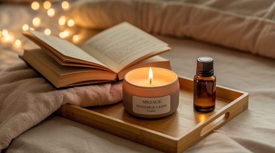 Nến massage thiên nhiên trong không gian thư giãn tại nhà