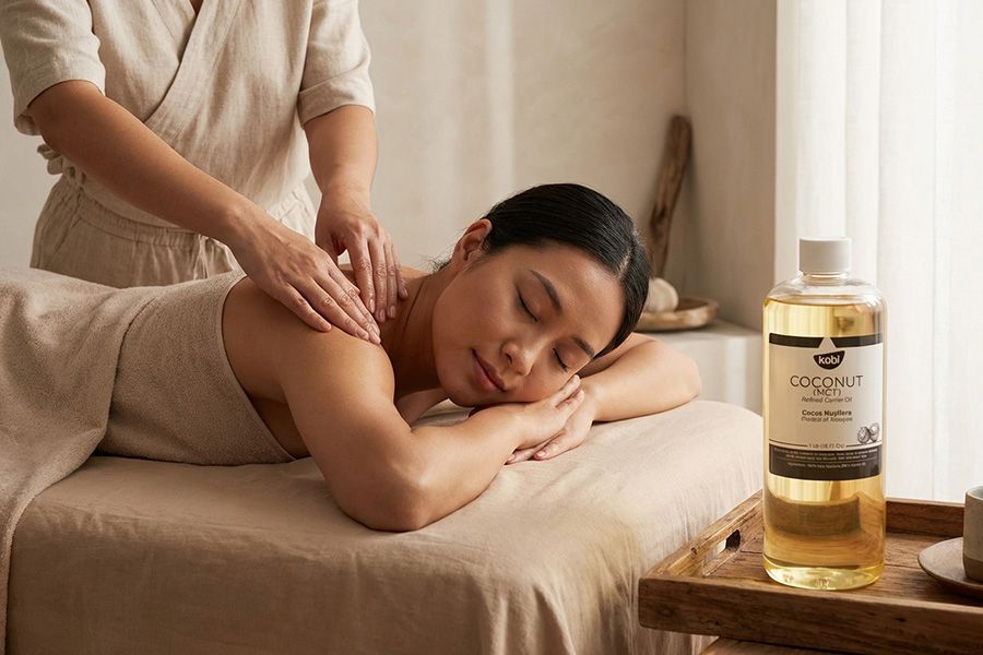 Massage body care cùng dầu nền thiên nhiên Kobi, trải nghiệm thư giãn cơ thể chậm và sâu
