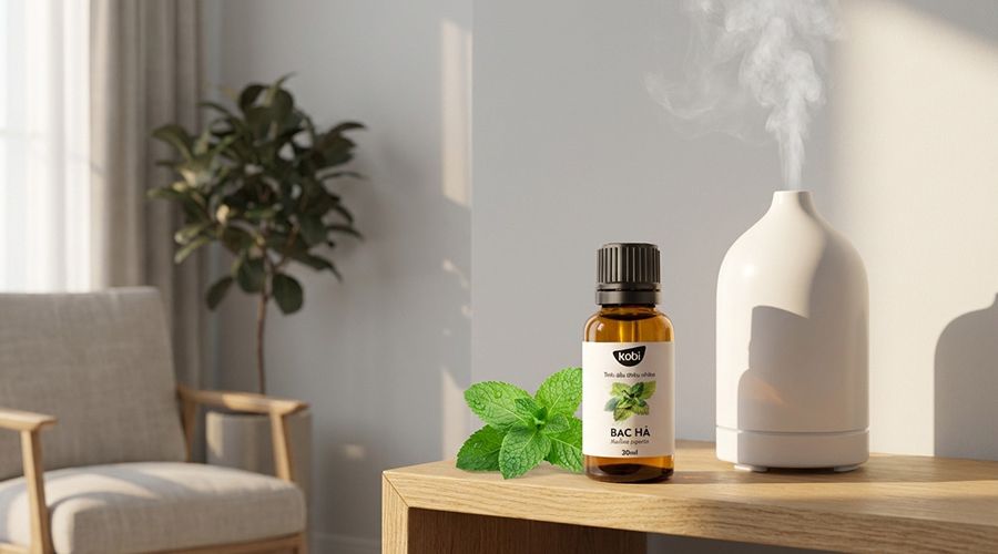 tinh dầu bạc hà xông phòng bằng máy khuếch tán