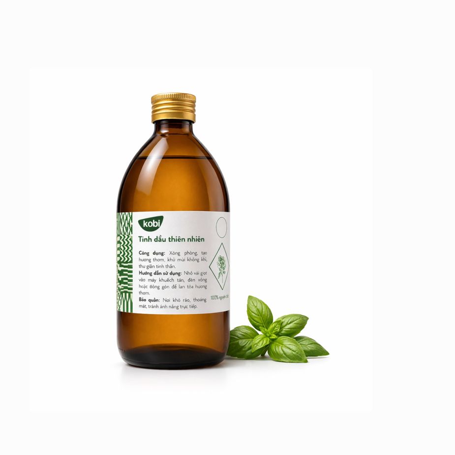 Ảnh sản phẩm tinh dầu Húng Quế Kobi chai 500ml nguyên chất
