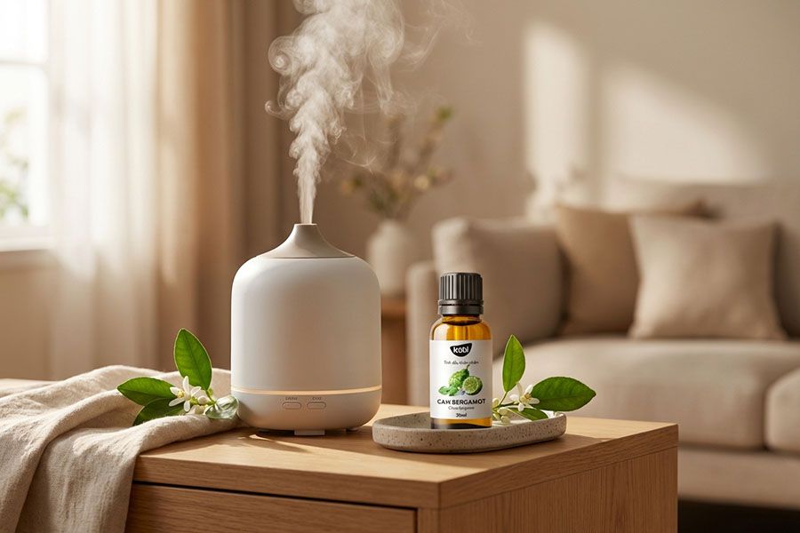 Ảnh máy khuếch tán tinh dầu an toàn trong nhà với tinh dầu Kobi