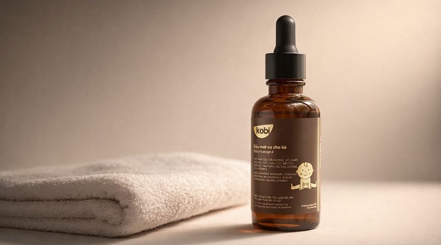 dầu massage cho bé với thiết kế dịu nhẹ và tối giản