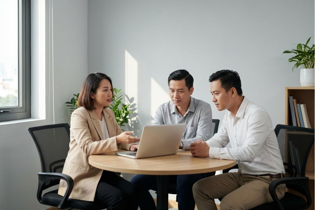 Đội ngũ Kobi Việt Nam trao đổi và tư vấn chuyên môn về tinh dầu thiên nhiên trong không gian làm việc chuyên nghiệp