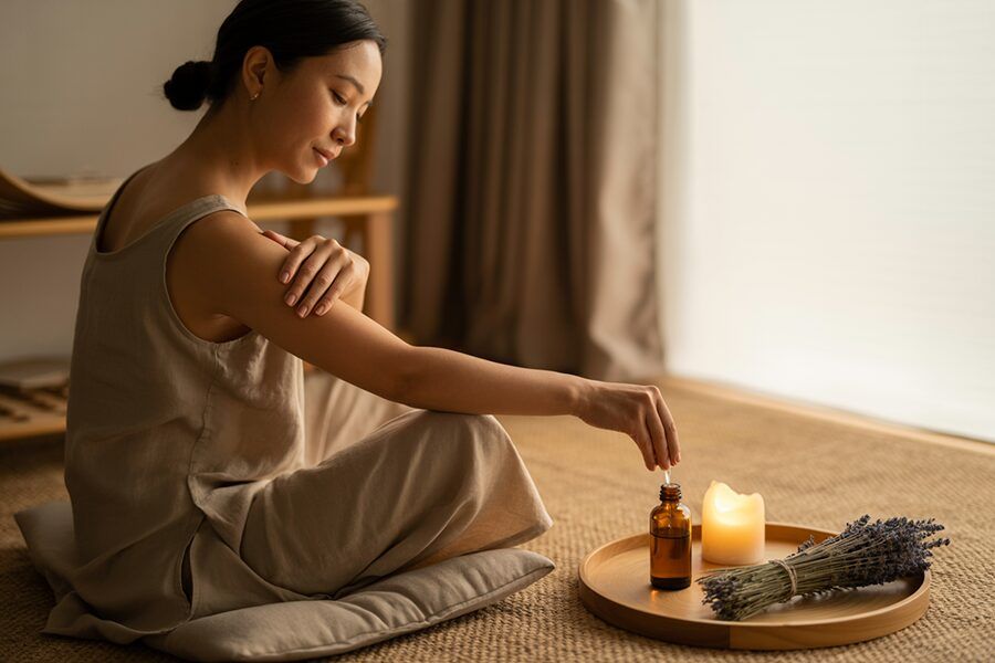 Ảnh minh họa tinh dầu massage là gì, khung cảnh thư giãn ấm áp