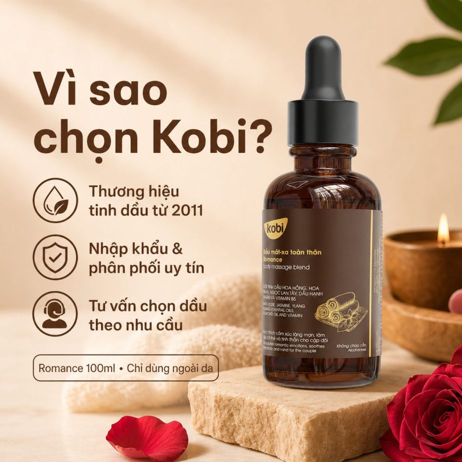 Dầu massage Kobi Romance được Kobi tư vấn theo nhu cầu sử dụng, đóng gói cẩn thận và hỗ trợ khách hàng nhanh.