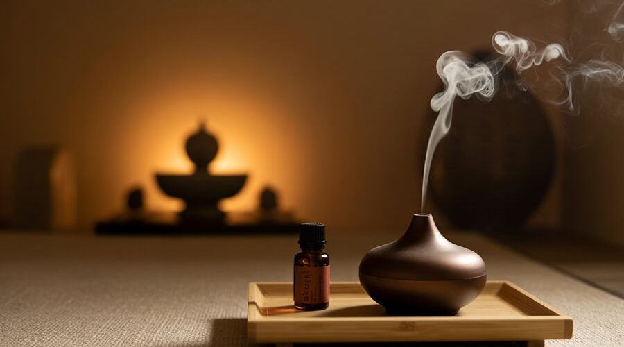 Không gian thiền tĩnh với mùi hương tinh dầu gỗ ngọc am