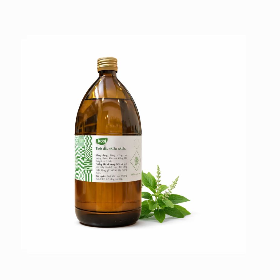 Ảnh sản phẩm tinh dầu Hương Nhu Trắng Kobi chai 1 lít nguyên chất