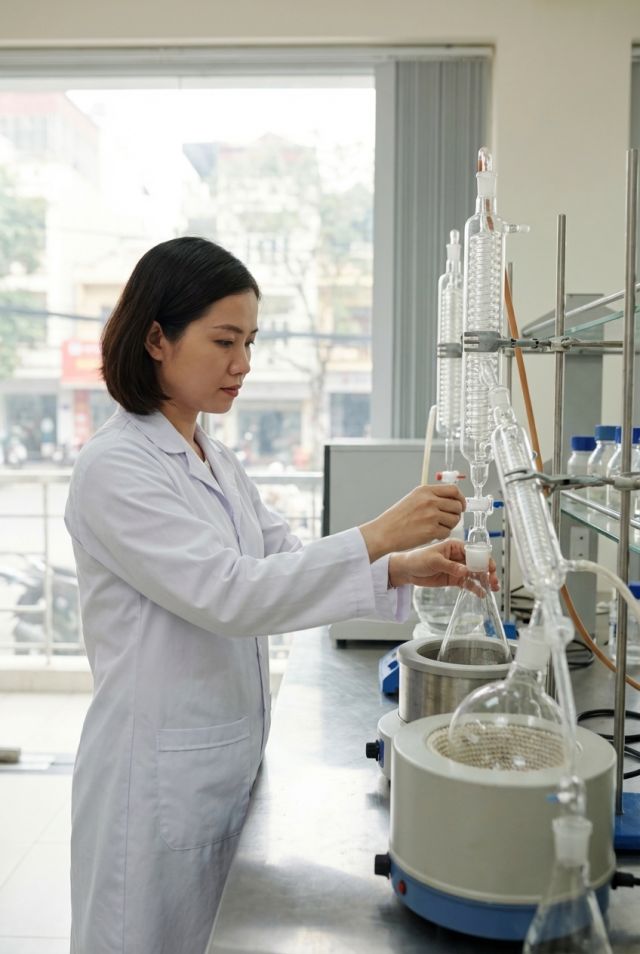 Quy trình làm việc với tinh dầu tại phòng lab của Kobi Việt Nam