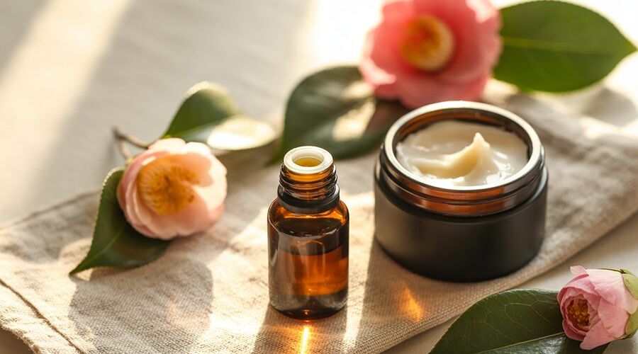 Ảnh đại diện bài viết về dầu hạt trà trong kem dưỡng da thiên nhiên