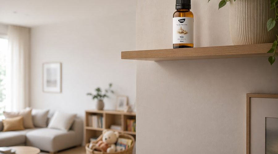 Tinh dầu tỏi cho bé trong bối cảnh nhấn mạnh sự thận trọng khi nghĩ tới việc dùng cho bé