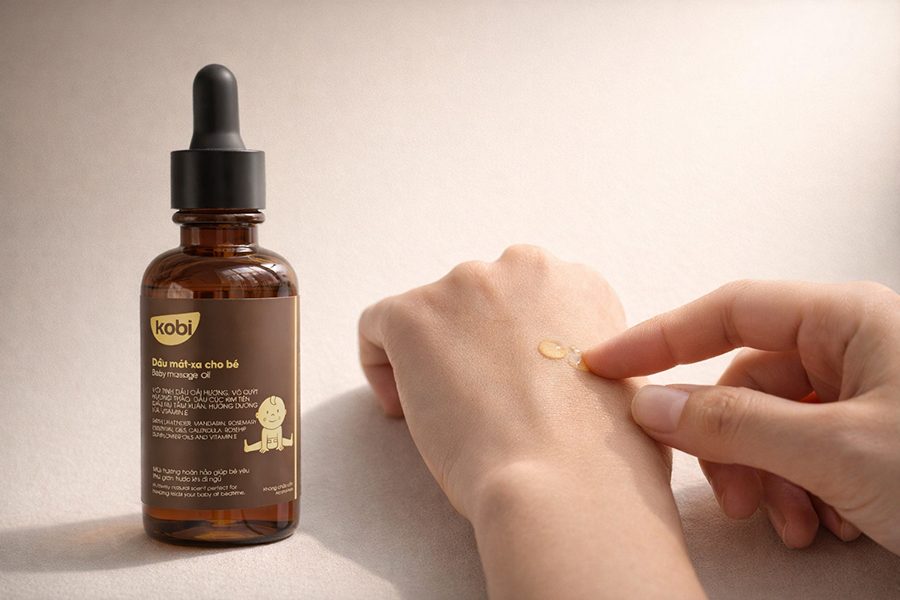 lưu ý an toàn khi dùng dầu massage cho em bé trên vùng da nhạy cảm