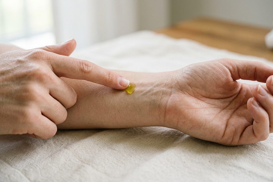 thử dầu bơ trên vùng da nhỏ trước khi dùng rộng hơn